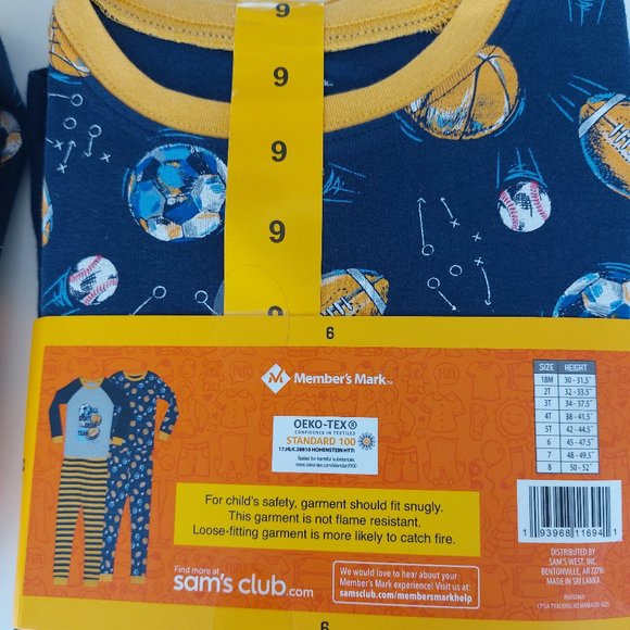 Member's Mark Children's 100% Cotton 4 Piece Long Sleeve Pajama Set - Picture 3 of 10